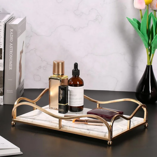 Cosmetics Tray, Rectangular Decorative Tray, Coffee Table Storage.