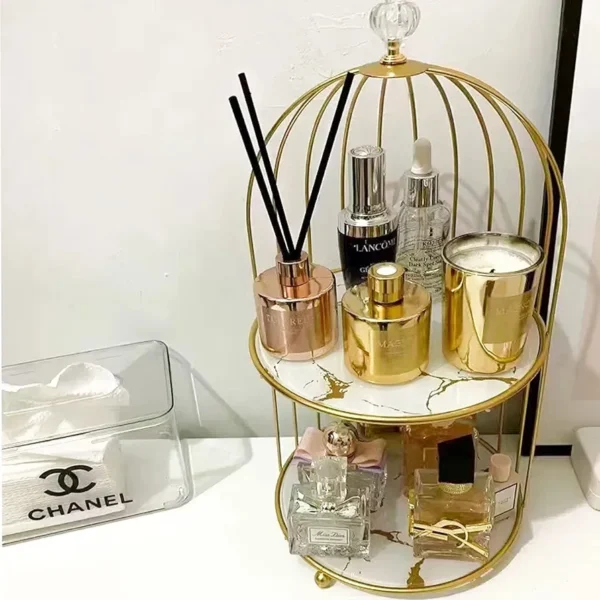 2 Layers Cosmetics Cages Makeup Organizer Cosmetic Perfume Disp Shelf, Makeup Storage.