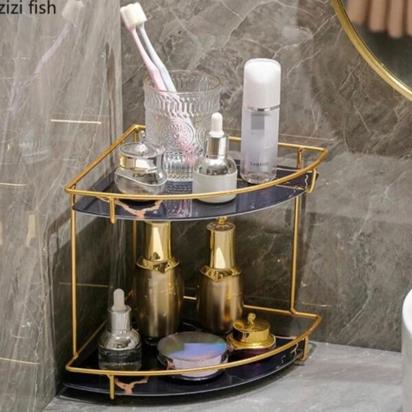 Premium 2 Layers Design Corner Counter-Top Acrylic Shelf.