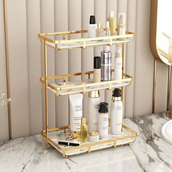 3 Layers Luxury Design Free Standing Shelf Makeup Organizer.