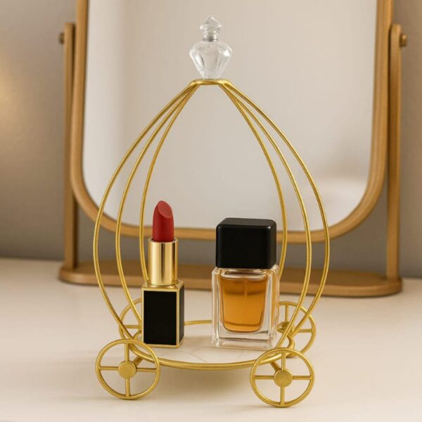 Gold Metal Hamper Basket Trolly Shape.