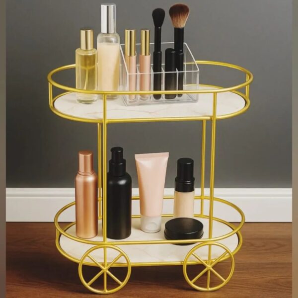 2tier trolly shape Cake stand& Cosmetic Rack